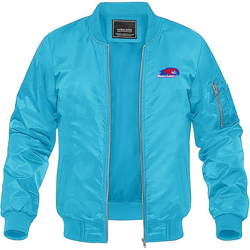 Men's UMass Lowell River Hawks Lightweight Bomber Jacket Windbreaker Softshell Varsity Jacket Coat